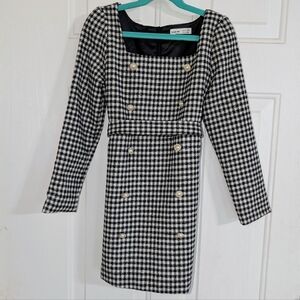 Chic Black and White Houndstooth Dress -Sz 9